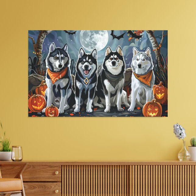 Toile Sibérie Husky Halloween Éffrayant (Insitu(Salon))
