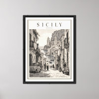 Sicile Italie Années 1950 Cadre Noir et Blanc Vint
