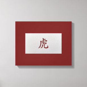 Toile Signe chinois zodiaque rouge tigre