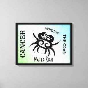 Toile Signe du zodiaque Cancer et symbole encadré