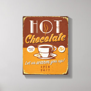 Toile Signe vintage en métal - chocolat chaud
