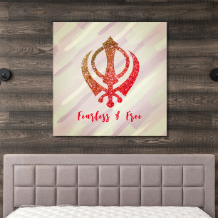 Toile Sikh Khanda "Sans peur et libre"