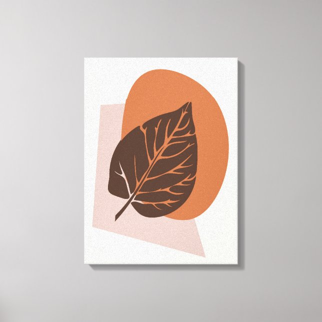 Toile Silhouette Brown et beige en feuille moderne du mi (Recto)