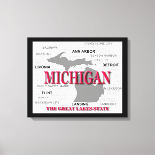 Toile Silhouette de carte de fierté d'État du Michigan