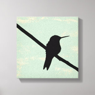 Toile Silhouette de colibri sur le Arrière - plan Blue
