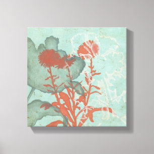 Toile Silhouette de Fleurs rouges sur Arrière - plan Tur