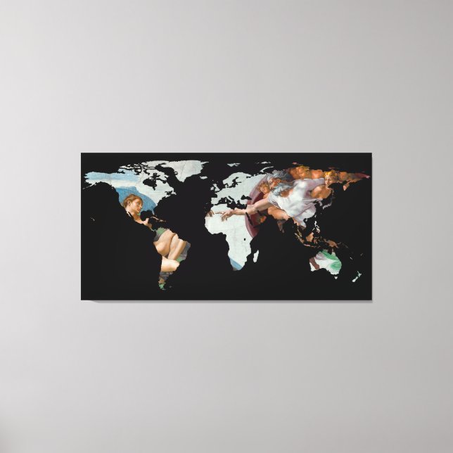 Toile Silhouette de la carte du monde - La création d'Ad (Recto)