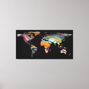 Toile Silhouette de la carte du monde - Un monde Abstrai
