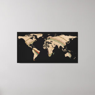 Toile Silhouette de la carte mondiale - Rose de boussole