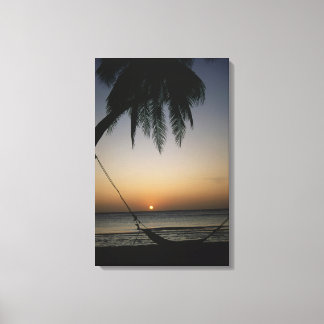 Toile Silhouetté hamac vide au coucher du soleil