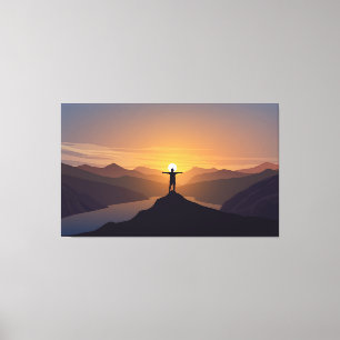 Toile Silhouette homme en montagne