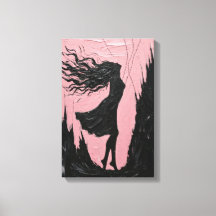 Silhouette pivotante en noir sur rose