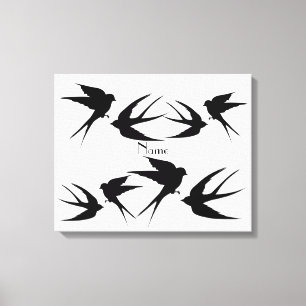Toile Silhouettes d'oiseaux d'hirondelles Thunder_Cove