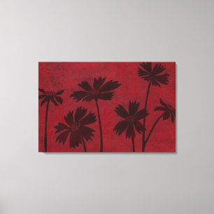 Toile Silhouettes en tête de fleurs sur Arrière - plan C