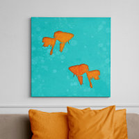 Silhouettes orange de poisson rouge en eau turquoi