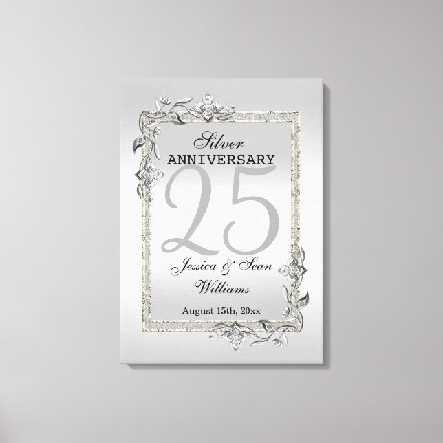 Toile Silver Gem & Glitter 25th Wedding Anniversary (Recto)