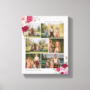 Toile Simple B&W Botanical Floral Maman 6 Photo Collage