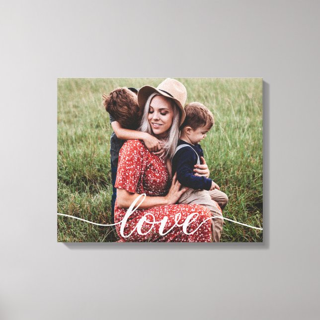 Toile Simple Love Script Photo personnalisée (Recto)