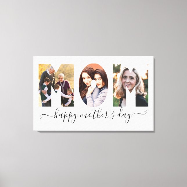 Toile Simple MOM 3 Photo Happy Mother's Day Script (Recto)