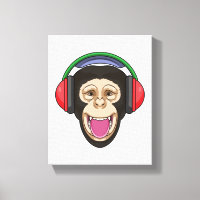 Singe dans la musique avec casque