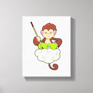 Toile Singe en pattes croisées sur nuages