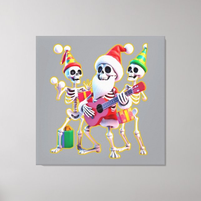 Toile **Skeleton 3D Christm Santa Party – Funnyas Skelet (Recto)