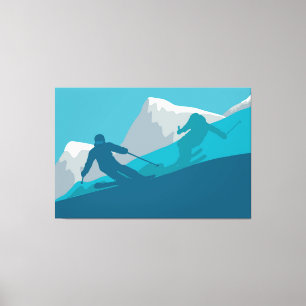 Toile Ski En Montagne - Skieurs