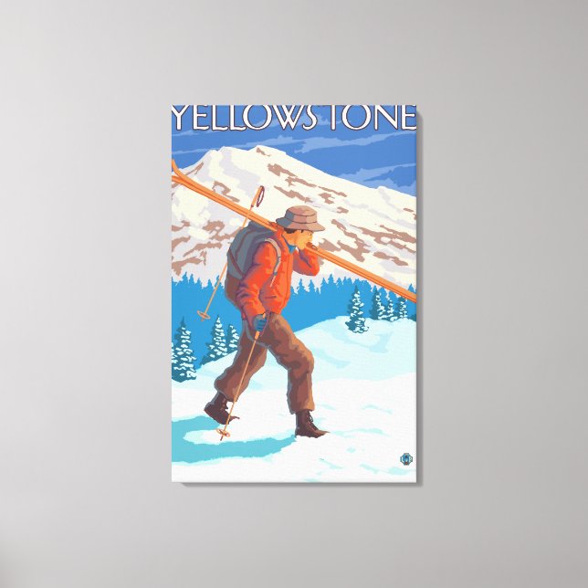 Toile Skier transportant ski de neige - Yellowstone Nat' (Recto)