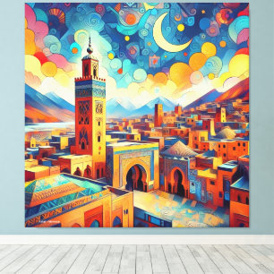 Toile Skyline marocain vibrant - Azilal