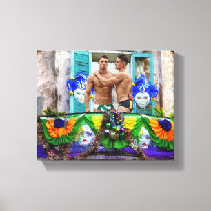 Toile SlipperyJoe's Mardi Gras Hommes violet or vert bal