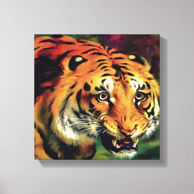 Toile Snarling Tiger Portrait Artistique (Recto)
