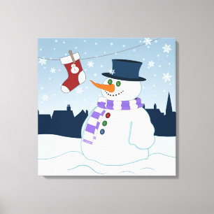 Toile Snowman & Stocker Noël