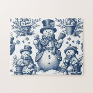 Toile Snowman Winter Scene Jigsaw Puzzle