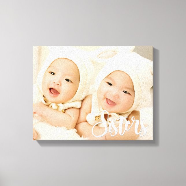 Toile Soeurs, police de script moderne, photo personnali (Recto)