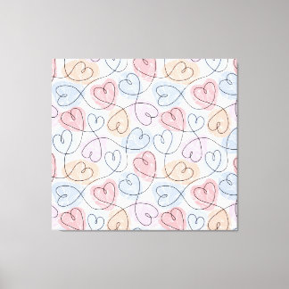 Toile Soft Hearts : Continuous Line Valentine's