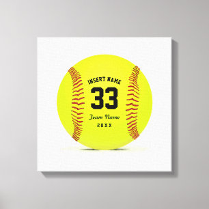 Toile Softball Personnalisable Jaune Rouge et Noir Sport