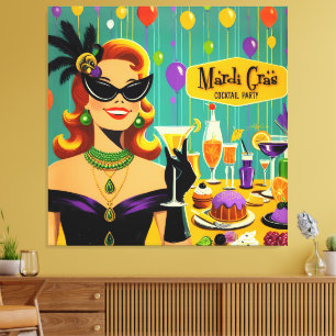 Toile Soirée Cocktail Rétro Mardi Gras des Années 50