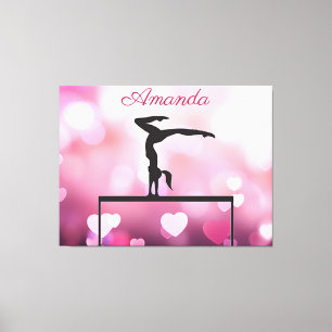 Toile Solde de gymnastique Coeurs rose poutre