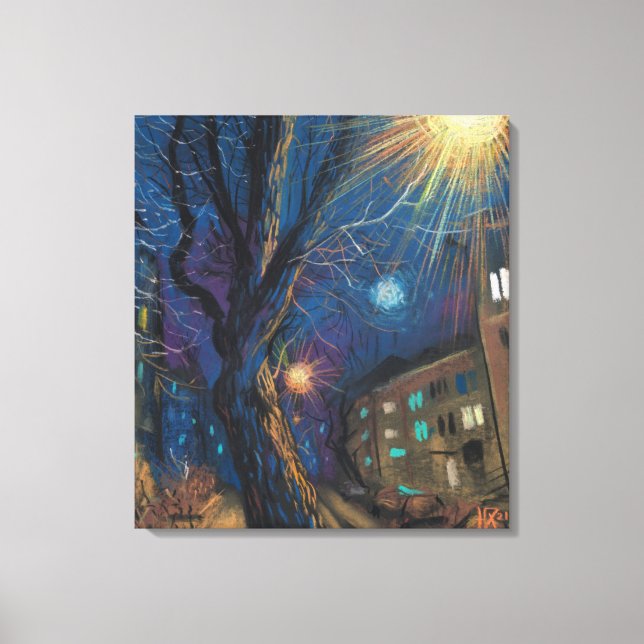 Toile Soleil de minuit, Peinture paysagère de l'arbre de (Recto)