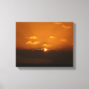 Toile Soleil Derrière les nuages I Orange Sunset Photo