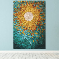 Soleil doré éclatant aux pétales sarcelle Art mura