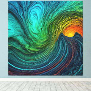 Toile "Soleil en voie de disparition" Vagues fractales A
