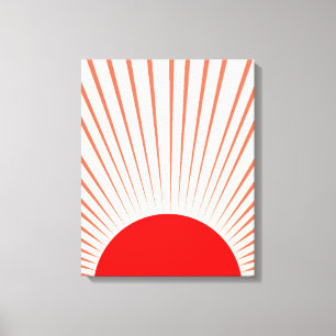 Toile Soleil et rayons solaires rouges minimalistes