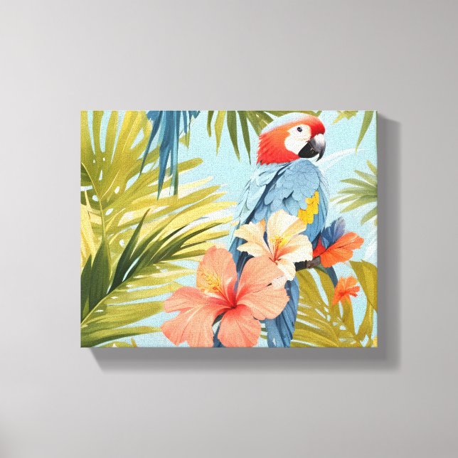 Toile Solitude tropicale Macaw (Recto)