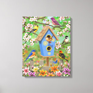 Toile Songbirds Lily Garden Birdhouse