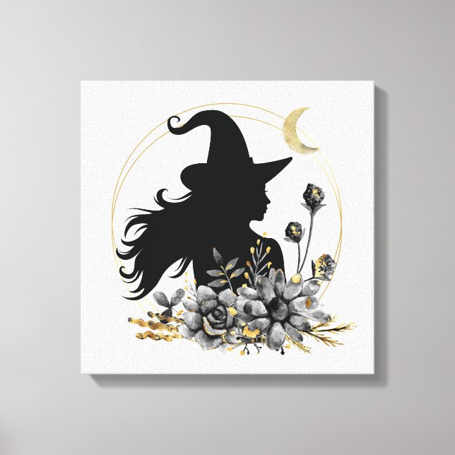 Toile Sorcière d'Halloween contemporaine moderne (Recto)