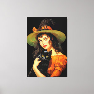 Toile Sorcière glamour Art vintage Halloween