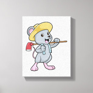 Toile Souris en fermier avec Ax et Casquette