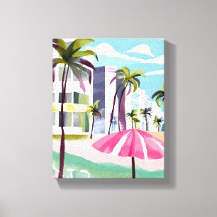 Toile South Beach Shore   Miami Floride Aquarelle