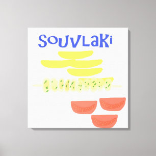 Toile souvlaki art de peinture de nourriture grecque
